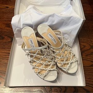 Jimmy Choo Platform Cork White Sandals Size 39.5